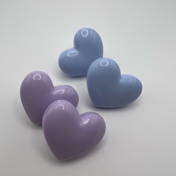 Pastel Color Heart Stud Earrings - Kawaii Cute Heart Earrings Set - Picture 16 of 16